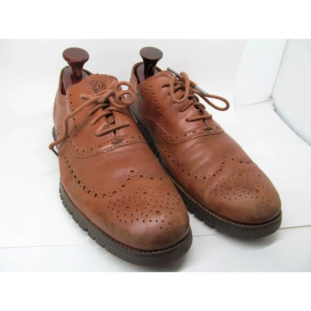 Cole Haan ZeroGrand  Mens Brown Leather Wingtip Oxfords Size US 12 M